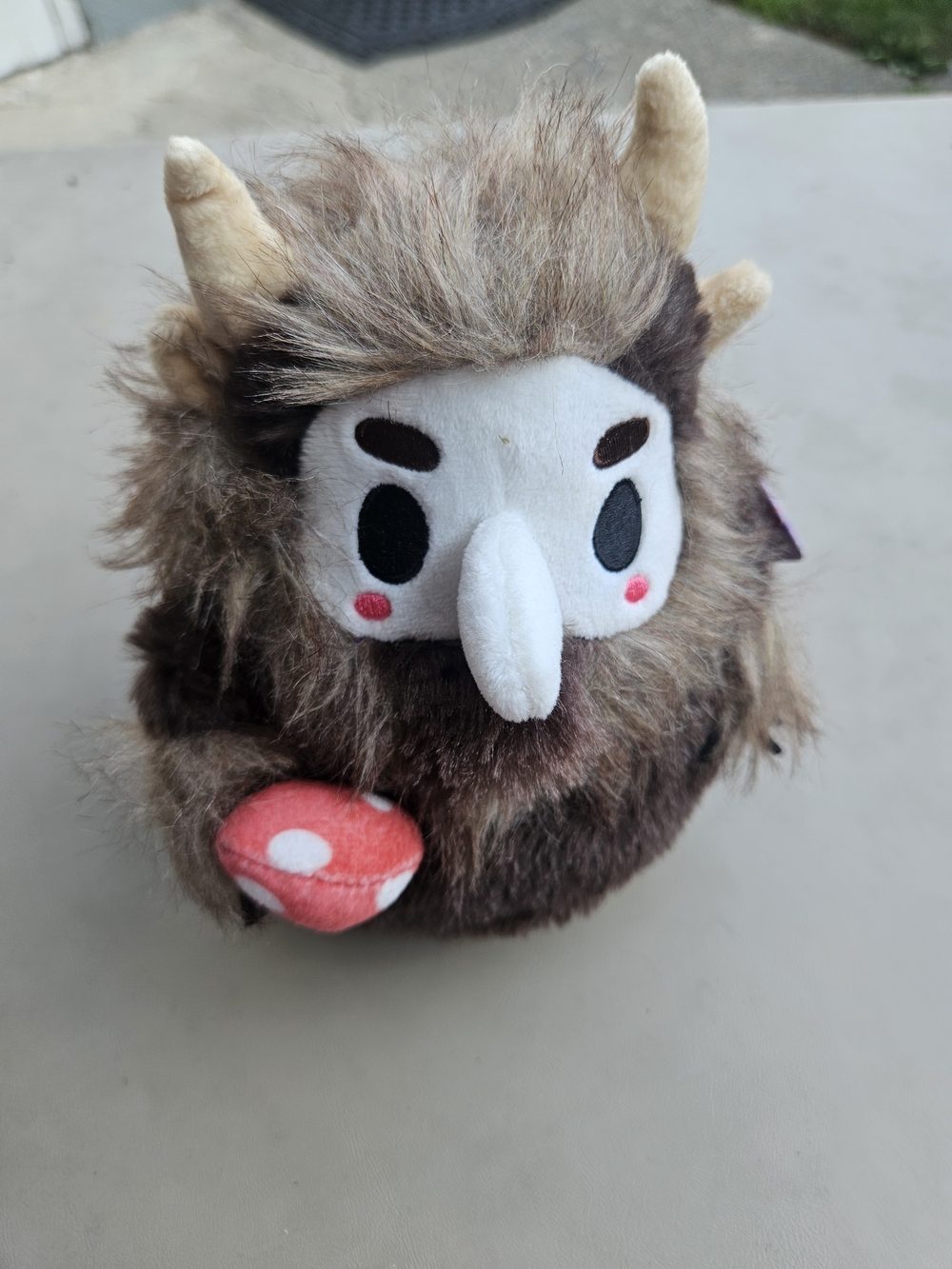 Plush Woodland Troll Stuffed Toy - Brown with Red Mushroom